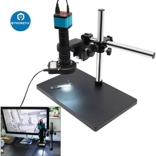Digital Video Microscope Camera 38MP 1080P HDMI VGA HD U Disk Recorder C Mount 180X Lens for SMD PCB Soldering Repair