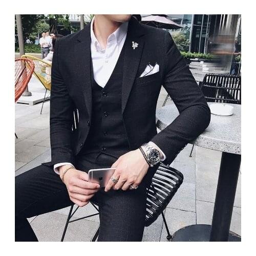 Formal Wearl Suits Wedding dress Suit Jackets+Vest+Pants High Quality Men Smart Casual Slim Suits Blazer 3 Pieces mens suit