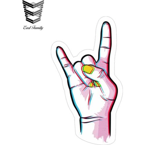EARLFAMILY 13cm x 7.3cm Funny Rock Hand Vinyl Stickers Auto Motorcycle Tuning Decal Waterproof Car Styling Cartoon Car Sticker