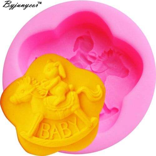 F1077 Trojan Horse Baby Riding UV Resin Silicone Mold Fondant Chocolate Candy Crystal Epoxy Clay Plaster Concrete Candle Soap Mo