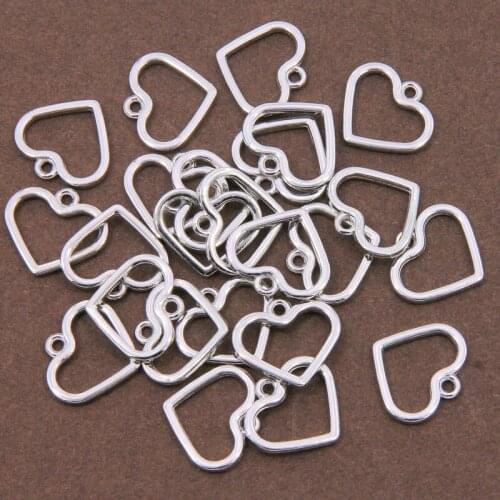 10pcs 20*17mm Antique Silver Color Hollow Heart Charms Pendant For Jewelry Making DIY Jewelry Findings