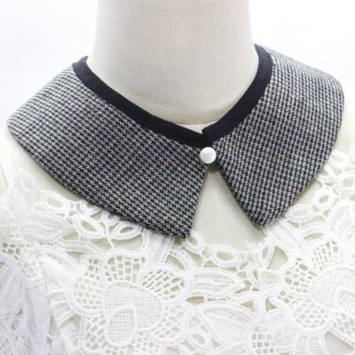 Houndstooth False Collar sweater coat decorated White mesh beaded shawl fake collar Retro court exaggerated chiffon shirt collar