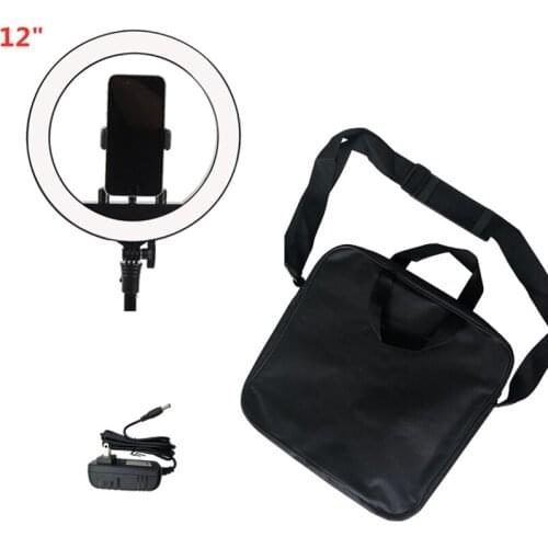 Photo Studio 12 inch Ring Light 2900-5600K Stepless adjusted Warm& Cold Lighting Photographic Selfie Light with Phone Holder