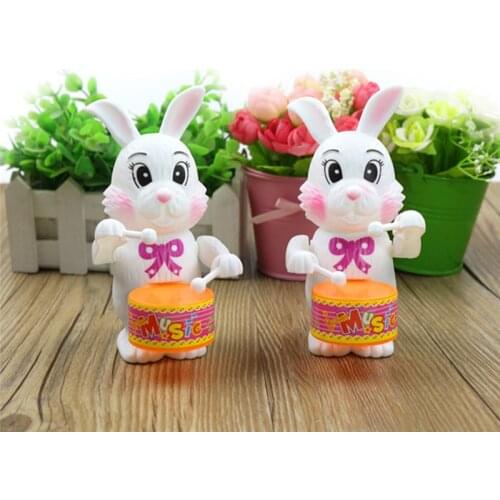 Rabbit Drumming Toy Funny Cute Kid Girls Clockwork New Hot Sale 1pcs Cartoon Rabbit Drumming Toy Wind-Up Developmental Toy Gift
