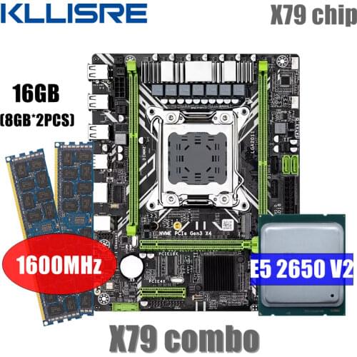 Kllisre X79 X79G motherboard combos LGA 2011 E5 2650 V2 CPU 4*4GB memory DDR3 1333 ECC RAM