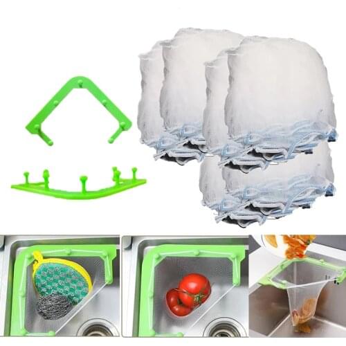 50pcs Multifunctional Triangle Drainage Rack Kitchen Sink Leftovers Filter Hanging Net Basket Anti-blocking Funnel Kitchen Tools