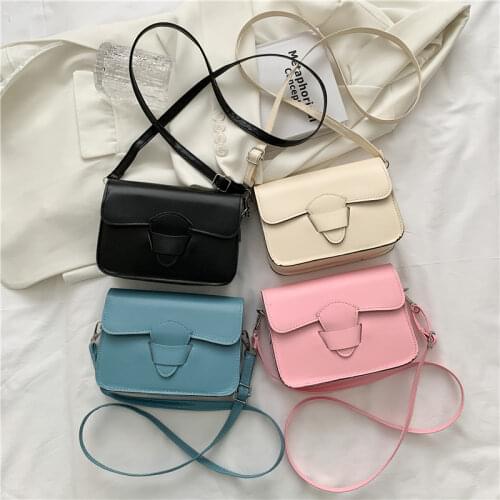 Fashion Women Small Square Shoulder Bag Vintage PU Leather Ladies Messenger Bags Female Solid Color Crossbody Bag Purse Handbags