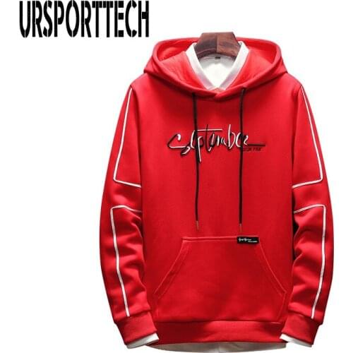 URSPORTTECH Brand New Men Hoodies Sweatshirts Men Letter Print Long Sleeve Hoodie Hip Hop Streetwear Clothing High Quality 4XL