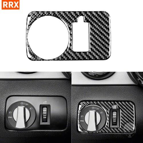For Ford Mustang GT 2005-2009 Real Black Carbon Fiber Sticker Headlight Switch Brightness Adjustment Interior Car Accessories