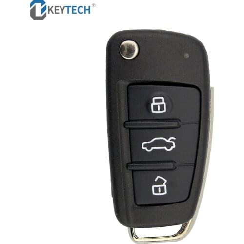 OkeyTech For Audi A2 A3 A4 A6 A6L A8 S5 Q7 TT Remote Flip Folding Car Key Shell HU66 Uncut Blank Blade 3 Buttons Auto Case