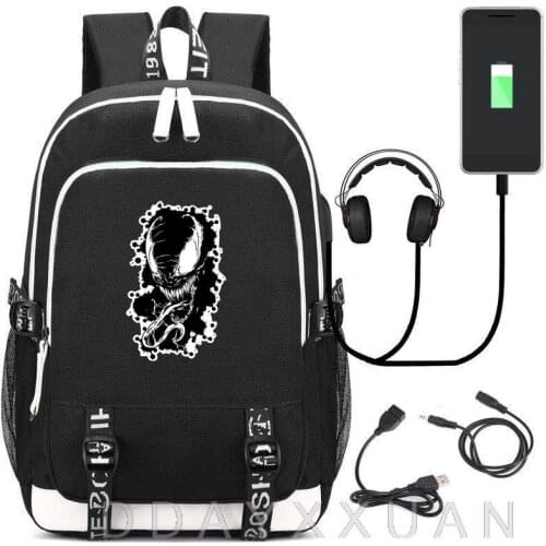 Venom Cartoon Backpack SpiderManCos Students School Bags Multifunction USB charging Backpack Laptop Shoulders Bags