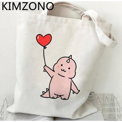 Dinosaur shopping bag grocery shopping reusable canvas jute bag recycle bag bag foldable boodschappentas net reciclaje cabas