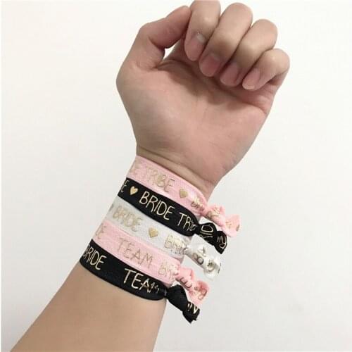 Bride To Be 10pcs Wedding Decoration Bracelet Team Bridal Bachelor Party Bracelet Bride Tribal Hand with Hair Rope Hen Party-7