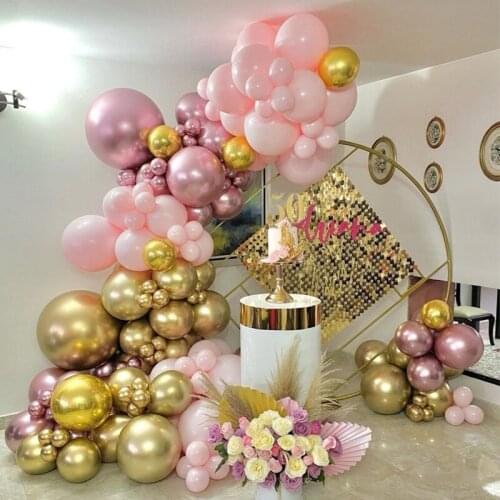 102pcs Pink Gold Balloon Garland Arch Kit Red Chorme Ballon Bridal Shower Valentines Wedding Decorations Party Decor Baby Show