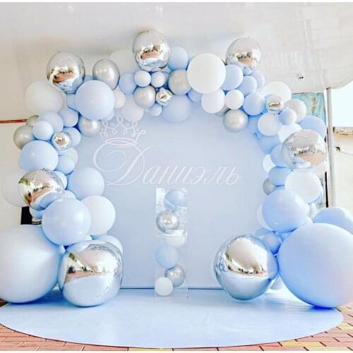Blue Silver Macaron Birthday Balloon Garland Arch Kit Party Foil Metal Balon Weding Baby Shower Birthday Party Decor Kids Adults