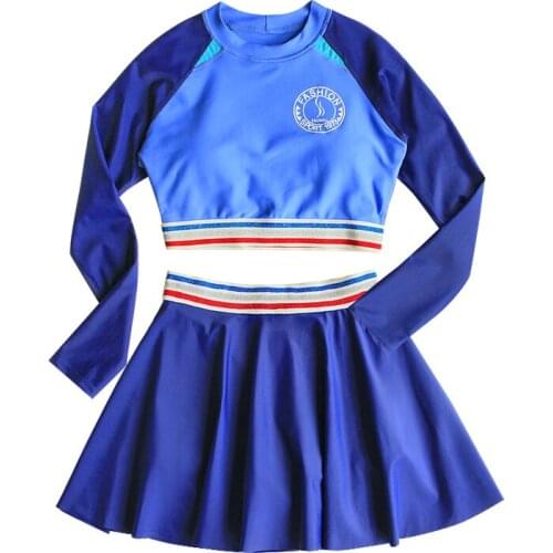 STAERK women split skirt snorkeling sexy thin long sleeve sun proof hot spring surfing suit diving suit Solid Bikini Set High