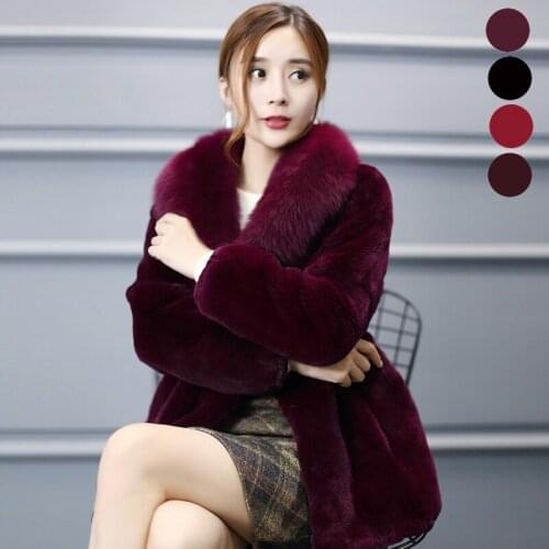 Real Fur Coat Women Winter Jacket 100% Rex Rabbit Fur Coat Fox Fur Collar Luxury Jackets Abrigos Mujer Invierno 2020 TT001 J5150