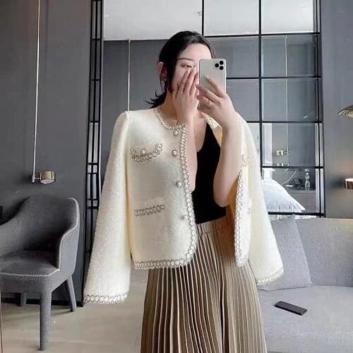 2021 Women Short Sweet Cardigan Autumn Mink Fur Top