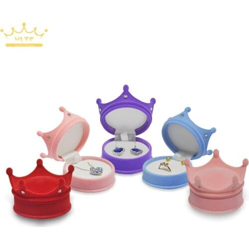 10pcs/lot Ring Display Crown Box Ear Stud Necklace Jewelry Case Container Wedding Velvet Ring Gift Case Earrings Storage