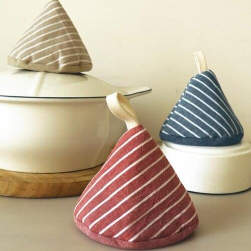 2pcs/pack Striped Heat-insulating Cotton Pot Cap Pot Holders Cover Home Kitchen Use
