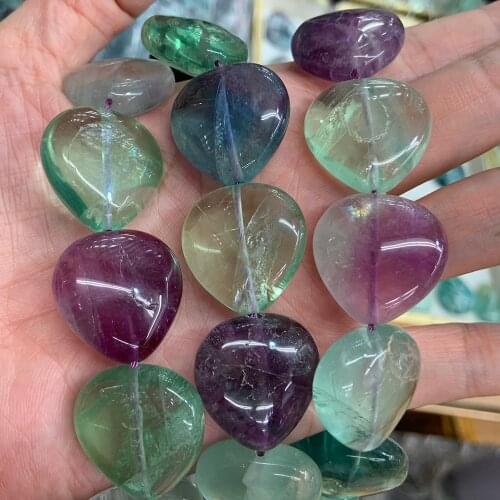 16mm Natural Fluorite Stone Beads Heart DIY Loose Beads For Jewelry Making Beads Women Necklace Earring Pendant Birthday Gift