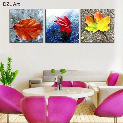 Unframed 3 Piece Yellow and Red Leaves Modern Home Wall Decor Canvas Art Picture Print Painting On Canvas