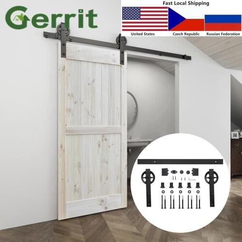 4.9FT/6FT/6.6FT/8FT Black Carbon Steel Big Hanger Roller Interior Sliding Barn Door Hardware