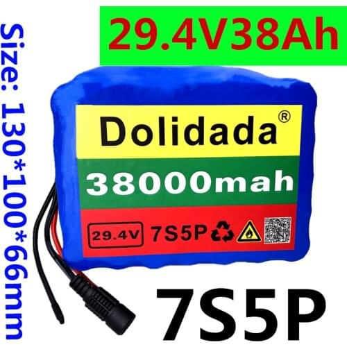 100% high quality 7S5P 24V38Ah battery pack 500w 29.4V 38000mAh lithium ion battery for wheelchair electric bicycle