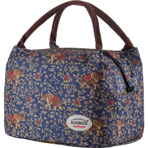 AOSBOS New Arrive Bohemia Colorful Insulated Lunch Bag Portable keep Food Safe warm Thermal Cooler business Box school 2019