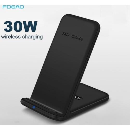 30W Qi Wireless Charger Stand for iPhone 12 11 XS XR X 8 induction Fast Charging Station for Samsung S10 S20 S21 Phone Charger