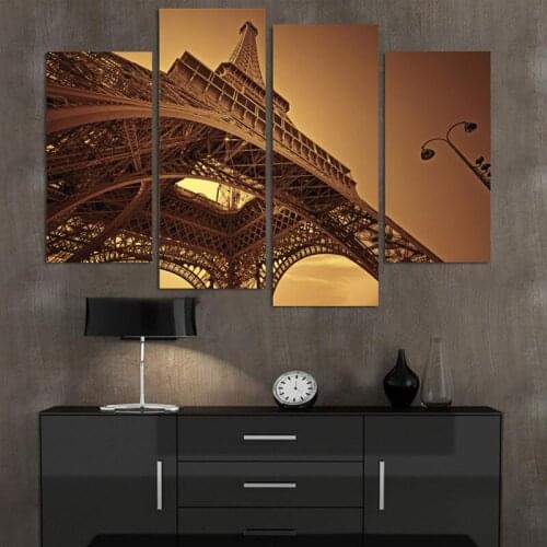 No Frame 5 Piece Eiffel Tower Building Wall Picture Decorative Art Print Painting On Canvas For Living Room Home Decoration