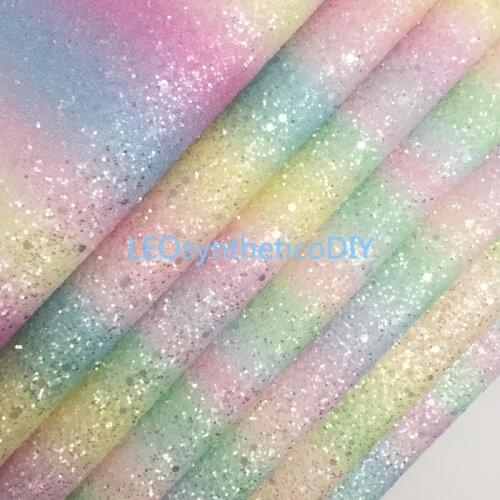 1PC 21X29CM Glitter Fabric, Chunky Glitter Leather, Rainbow Pastel Glitter Leather Sheets For Making Bows LEOsyntheticoDIY 6S13B