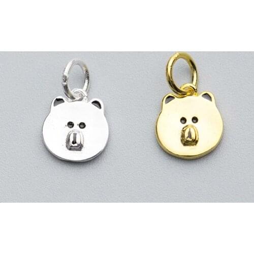 100% 925 Sterling Silver Cute Bear Charms 9x8mm Fancy Decoration Pendants Bracelets For Girls Gift DIY Jewelry Making Materials
