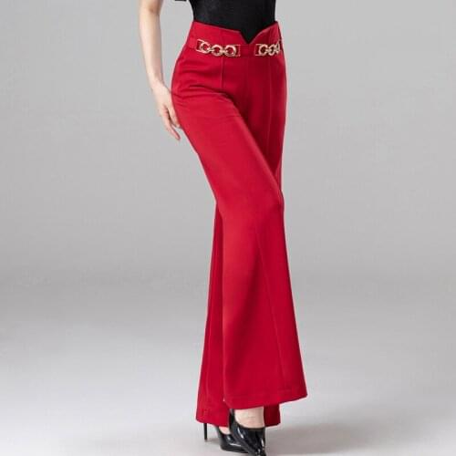 Latin Dance Straight-Leg Pants Tango Sumba Practice Wear For Women High-Rise Ballroom Trousers Performance Stage Costume VDB3737