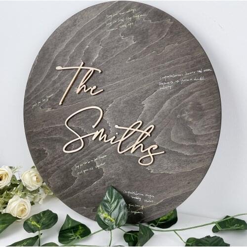Custom Circle 3D Wood Wedding Signature Guest Book Unique Personalized Name Engagement Baptism Event & Party Decor Favors Gifts