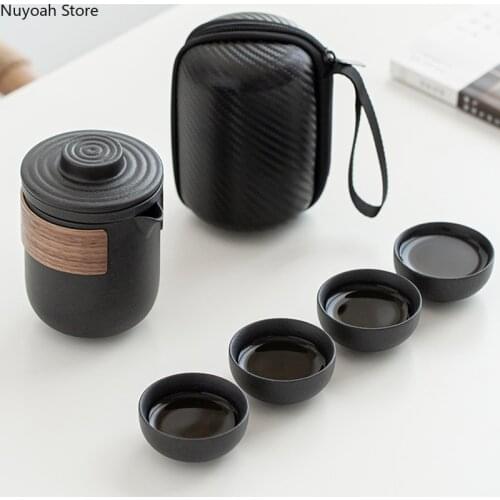 Travel Tea Set Chinese Portable Anti-scalding Ceramic Tea Set One Pot Four Cups Simple Mug Storage Bag Tea Set/outdoor Teapot