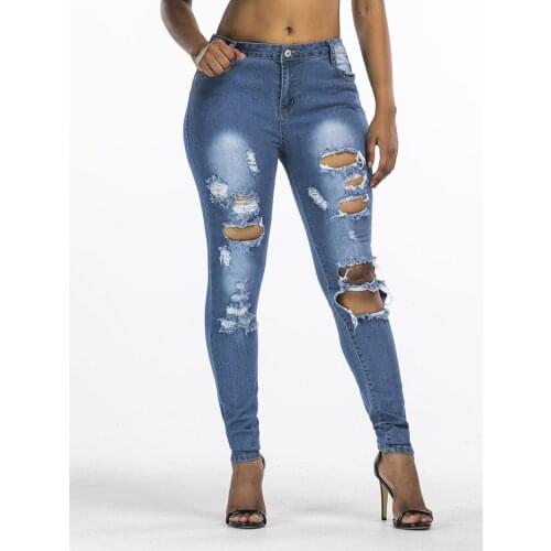 Denim Flare Pants Women Straight-Leg Elasticity Jeans Female Spring High Waisted Thin Slimming Trousers Ripped Women Cheap Jeans