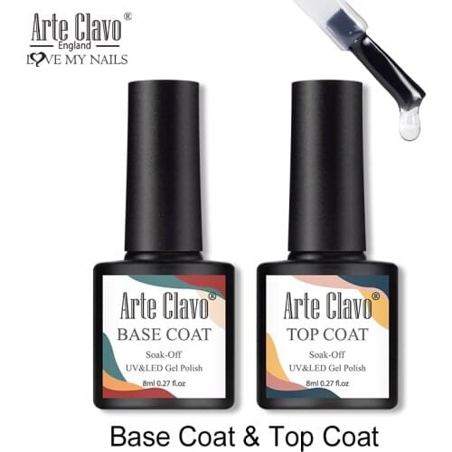 Arte Clavo Base Top Coat For Gel Nail Polish Transparent Shiny Glossy UV Gel Varnish Soak Off Long Lasting Nail Art Gel