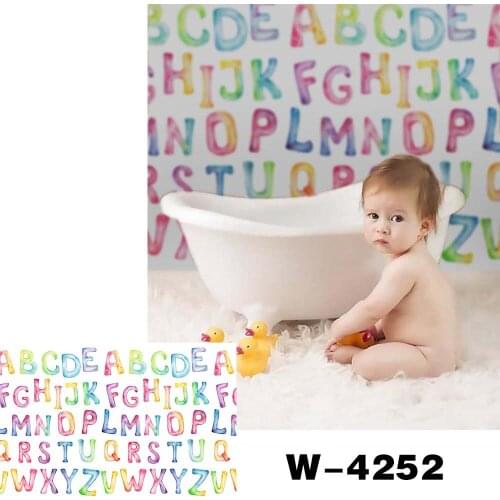 HUAYI Photography Backdrop Newborns Baby Birthday Photo Booth Background Watercolor English Alphabet Studio Photocalls Backdrop