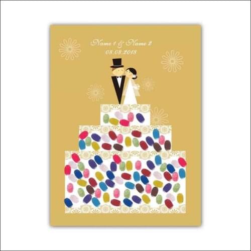 Personalized names and date Birthday cake DIY Fingerprint Guest Book with Inkpads for birthday party kids baby shower Decoration