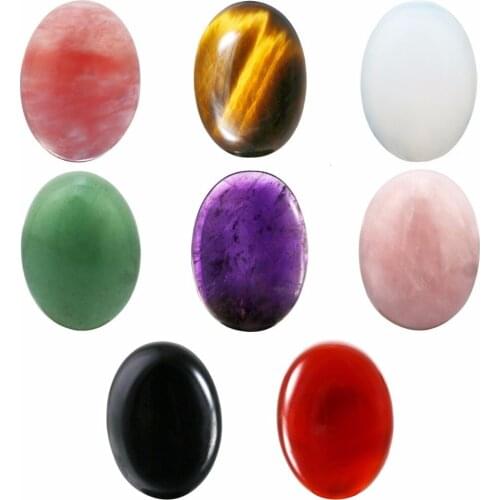 TUMBEELLUWA 1Lot (10Pc) Amethyst/Carnelian/Agate Oval Stone Cabochons,Flatback Semi-precious CAB for Jewelry Making,13x18x5mm