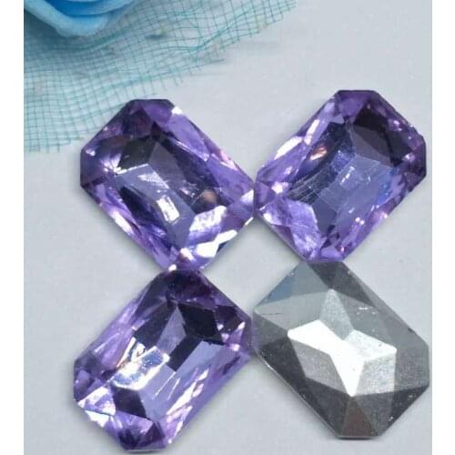 Crystal violet Rectangular Crystal Glass Sewing Rhinestones Pointback DIY Wedding Dress 4*6 6*8 8*10 10*14 13*18 18*25