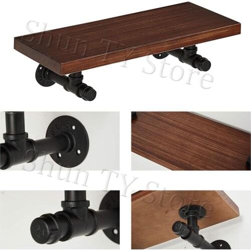 2 Pcs Pipe Bracket Industrial DIY L Pipe Shelf Bracket for 8 inch Wood Floating Shelf Vintage Look Rustic Home Pipe Decor