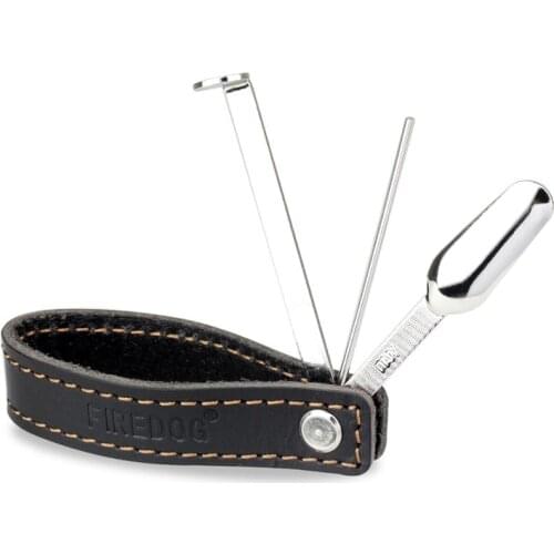 FIREDOG Smoking Pipe Leather Tobacco Pipes Accessories Holder Bracket Rack Stand with Stainless Steel Pipe Cleaner Tamper Tool