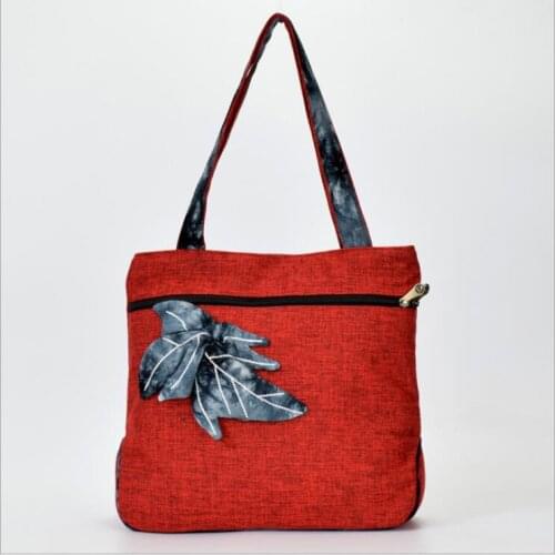Laos Vietnam Cotton Linen bag female original retro simple pure hand lotus leaf accessories handbag hand-held square Fabric Bag