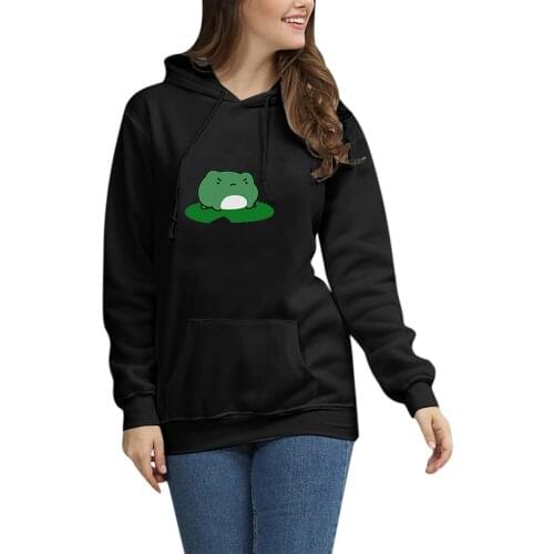 Cute Skateboarding Frogs Sweatshirt For Teen Girls Womens Casual Long Sleeve Print Loose Hoodies Pullover Tops Sudaderas A40