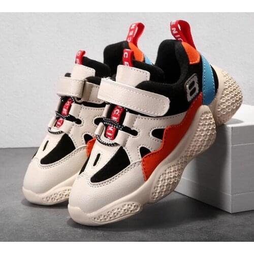 Girls boys fashion pu Splicing children shoes soft Anti-slippery Wear-resistant sports Casual kids Daddy shoes autumn winter