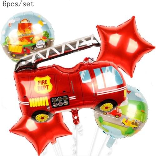 DIY Cartoon Car Foil Balloons Ambulance Fire Truck Car Train Helium Globos Happy Birthday Party Decorations Kids Gifts Balls