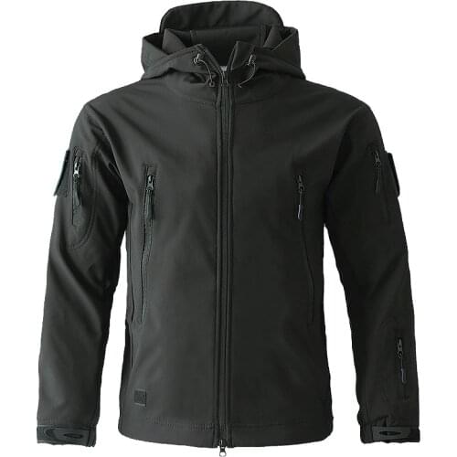 Mens Tactical Jacket Hiking Jackets Shark Skin Soft Shell Clothes Windbreaker Flight Pilot Hood Military Fleece Field Jacket