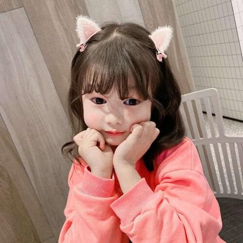 2Pcs/Set Cute Hair Clips For Girls Glitter Rainbow Felt Fabric Flowers Hairpins Cat Ears Bunny Barrettes Kids Hair Accessories